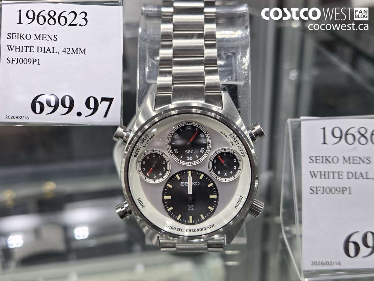 SEIKO MENS WHITE DIAL, 42MM SFJ009P1