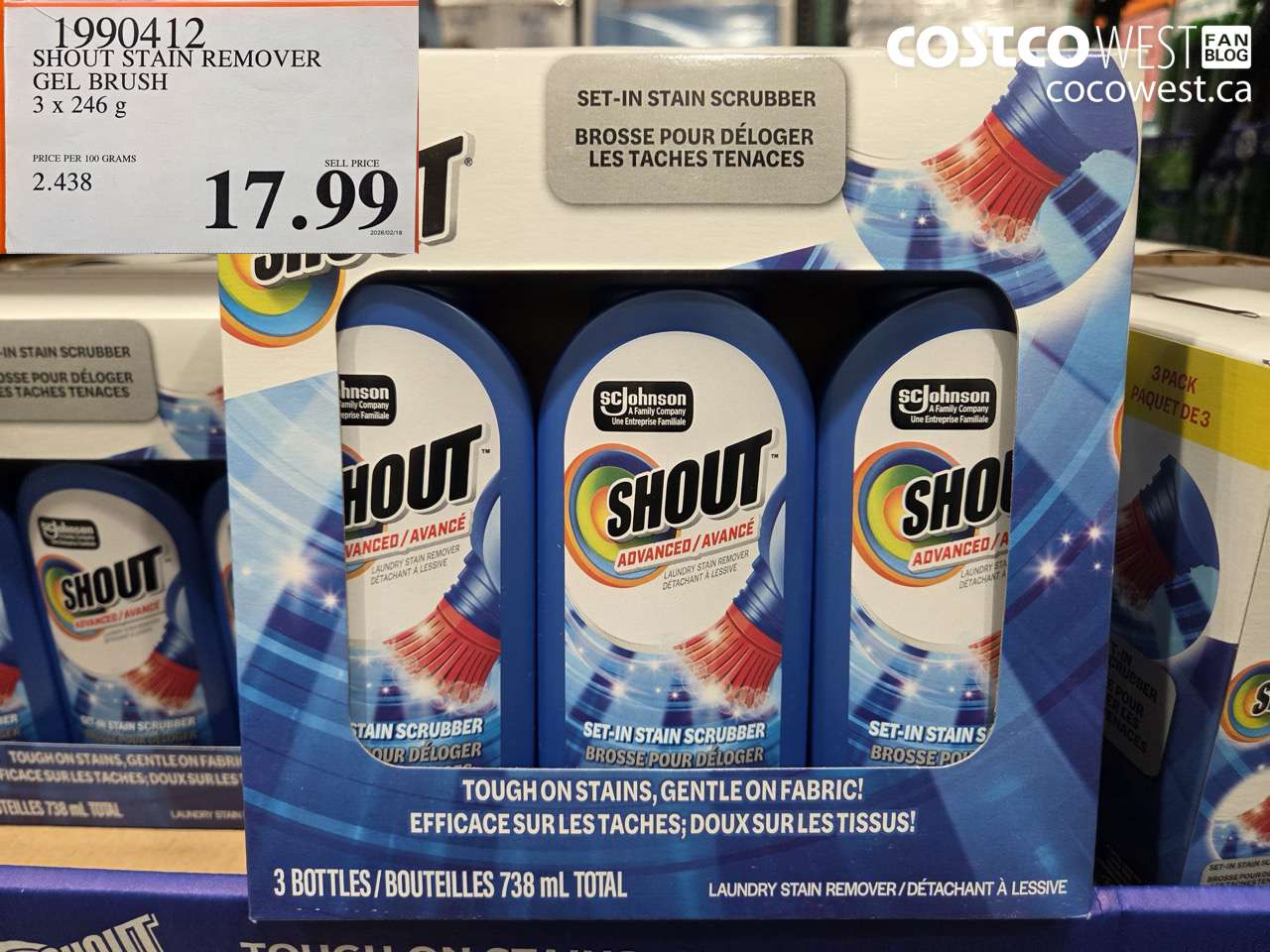 shout stain remover gel brush 3 x 246 g