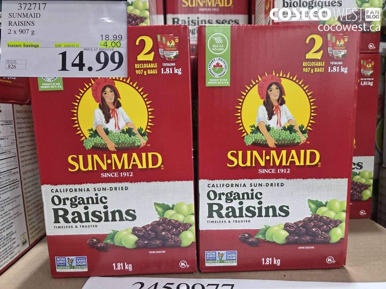 SUNMAID RAISINS 2 X 907G