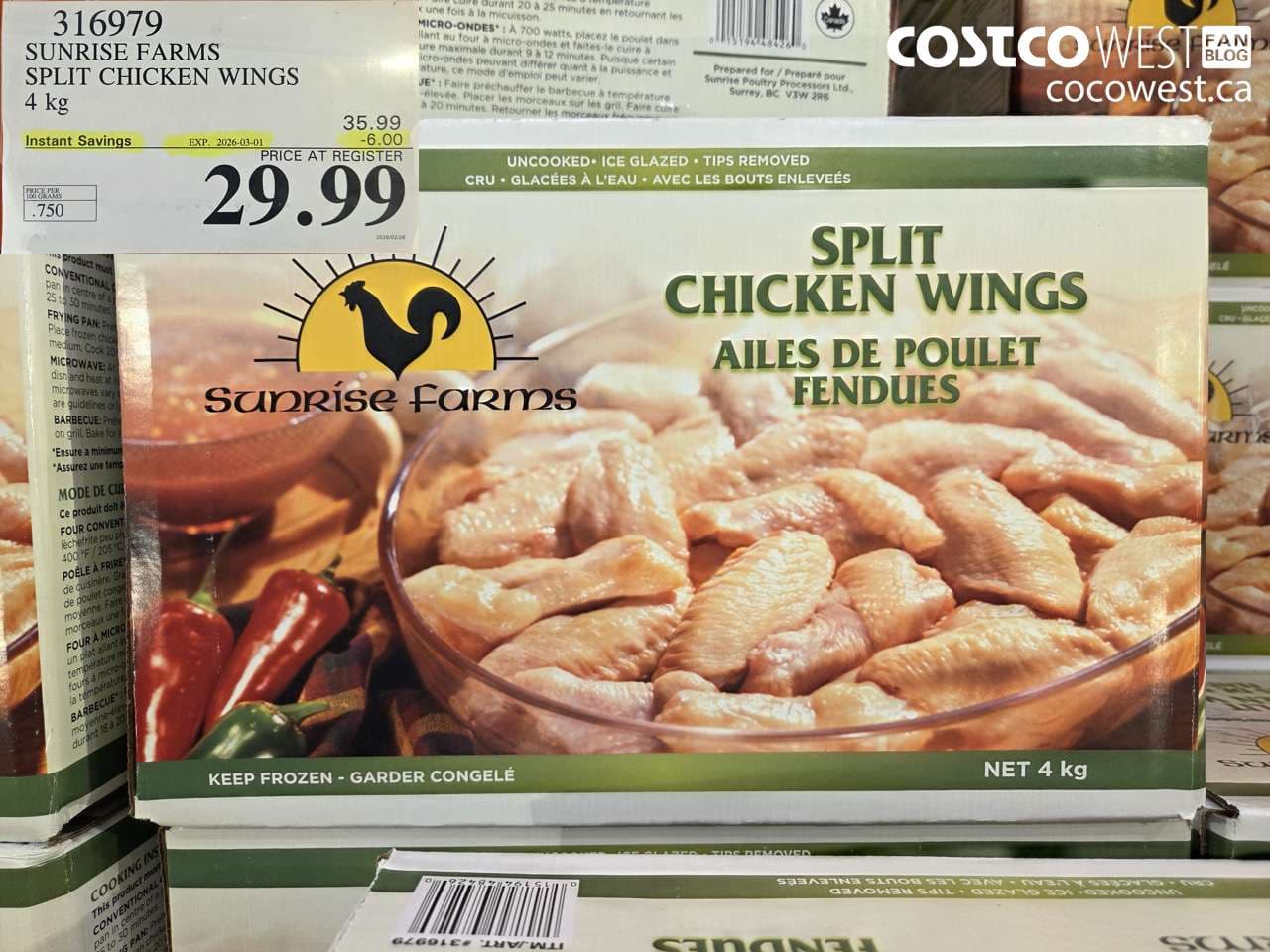 sunrise farms split chicken wings 4 kg