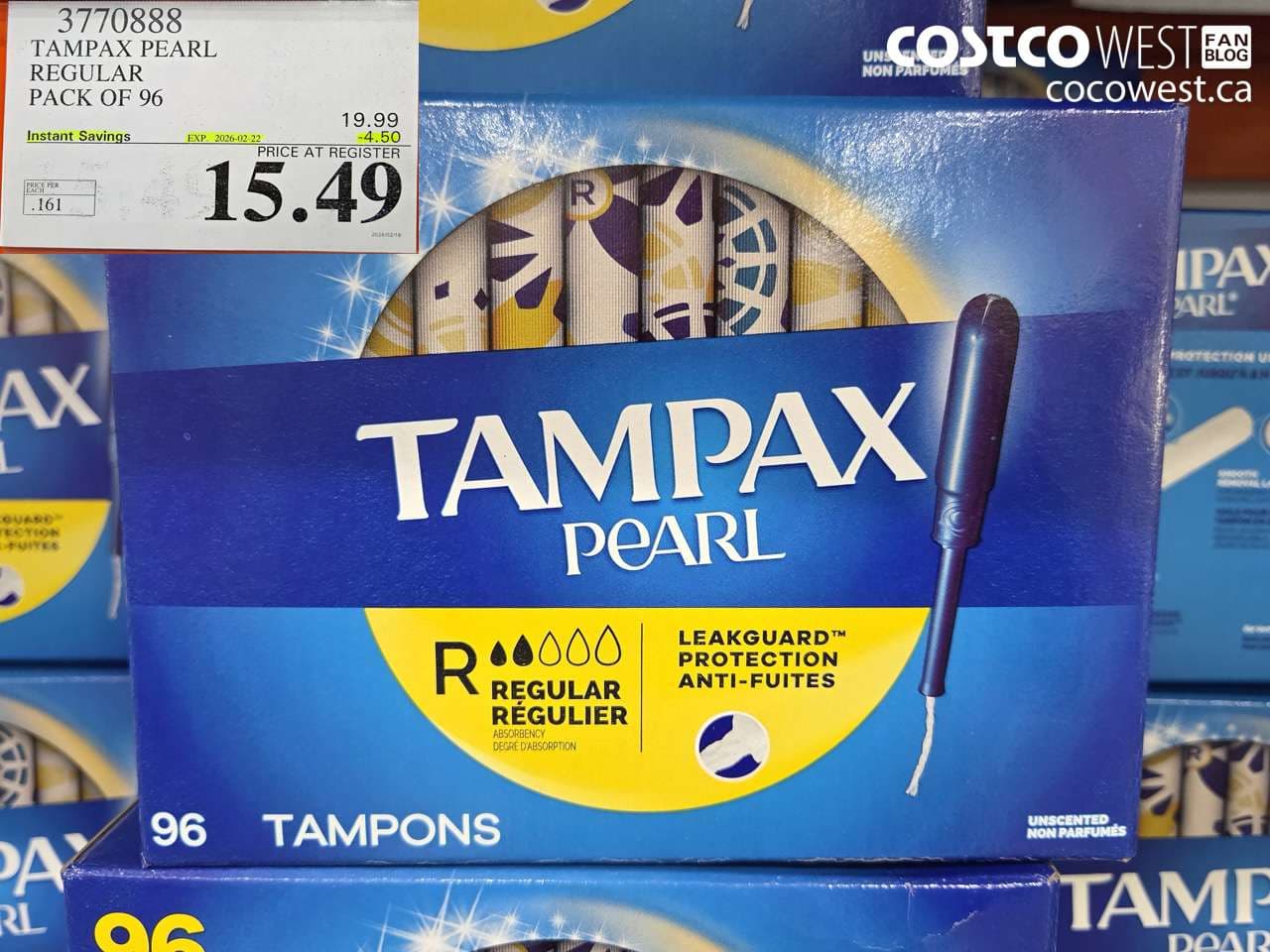 TAMPAX PEARL REGULAR PACK OF 96
