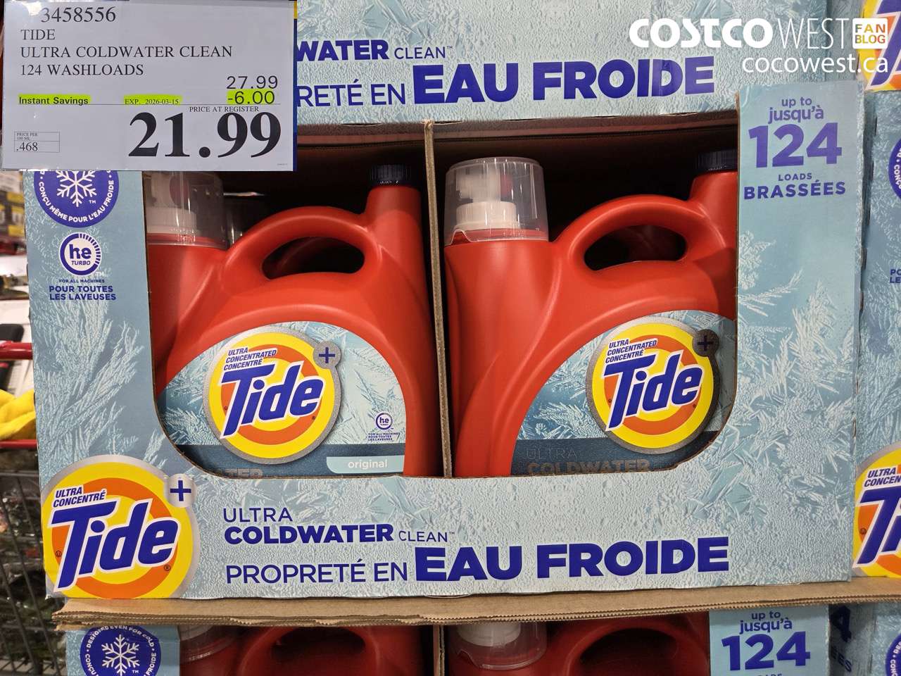 TIDE ULTRA COLDWATER CLEAN 124 WASHLOADS