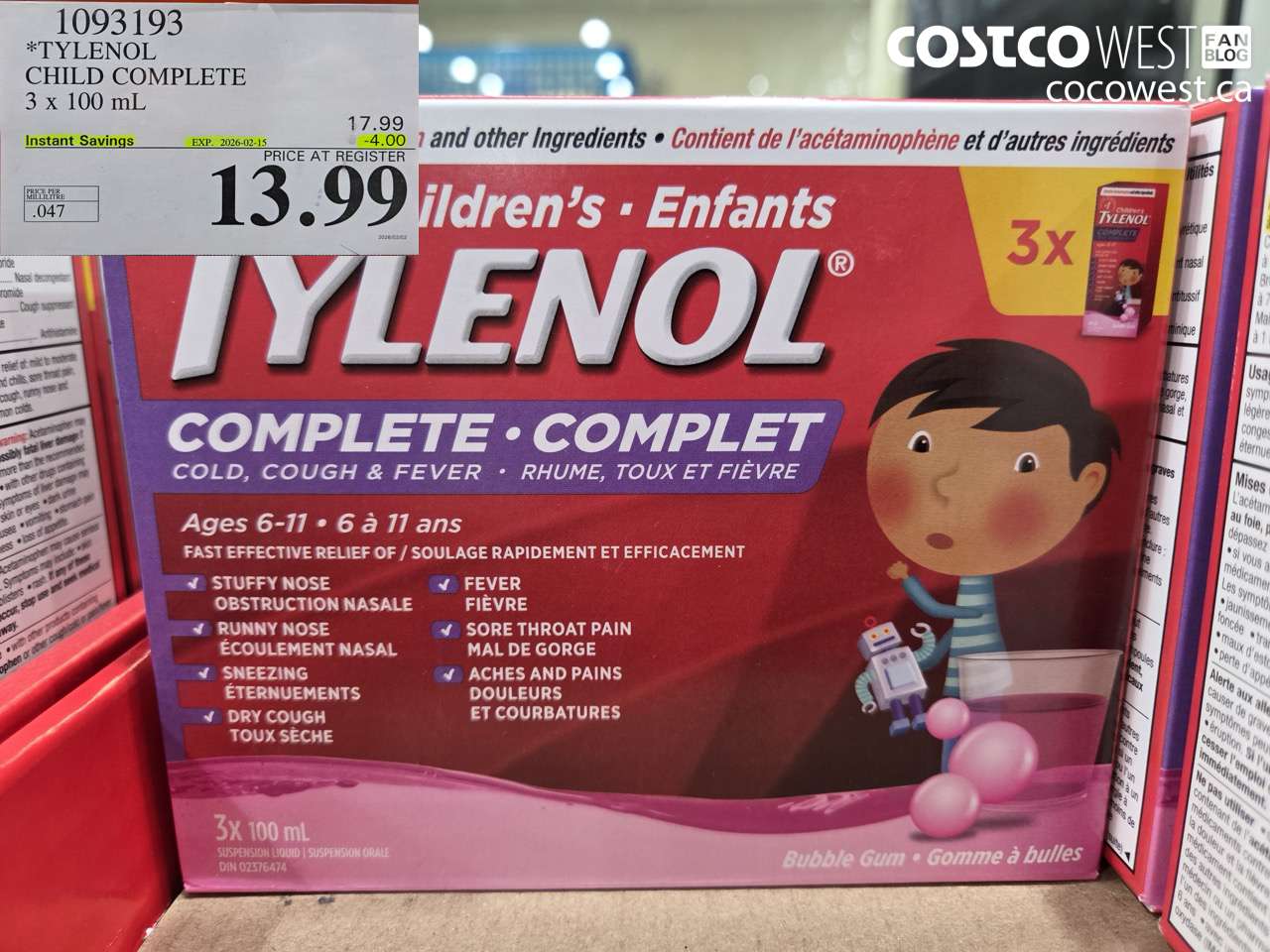 TYLENOL CHILD COMPLETE 3 X 100 ML