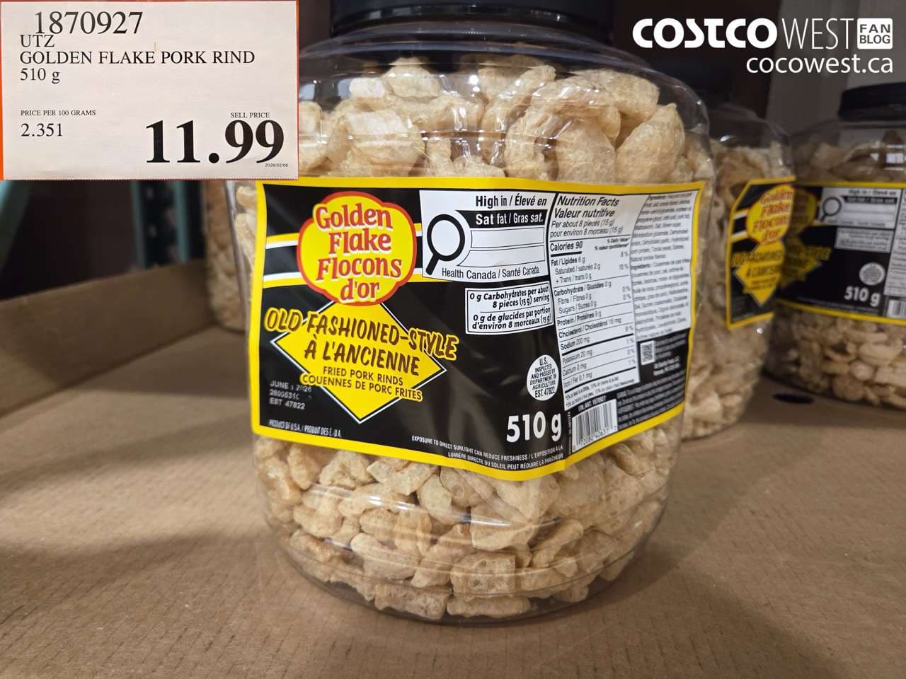 utz golden flake pork rind 510 g