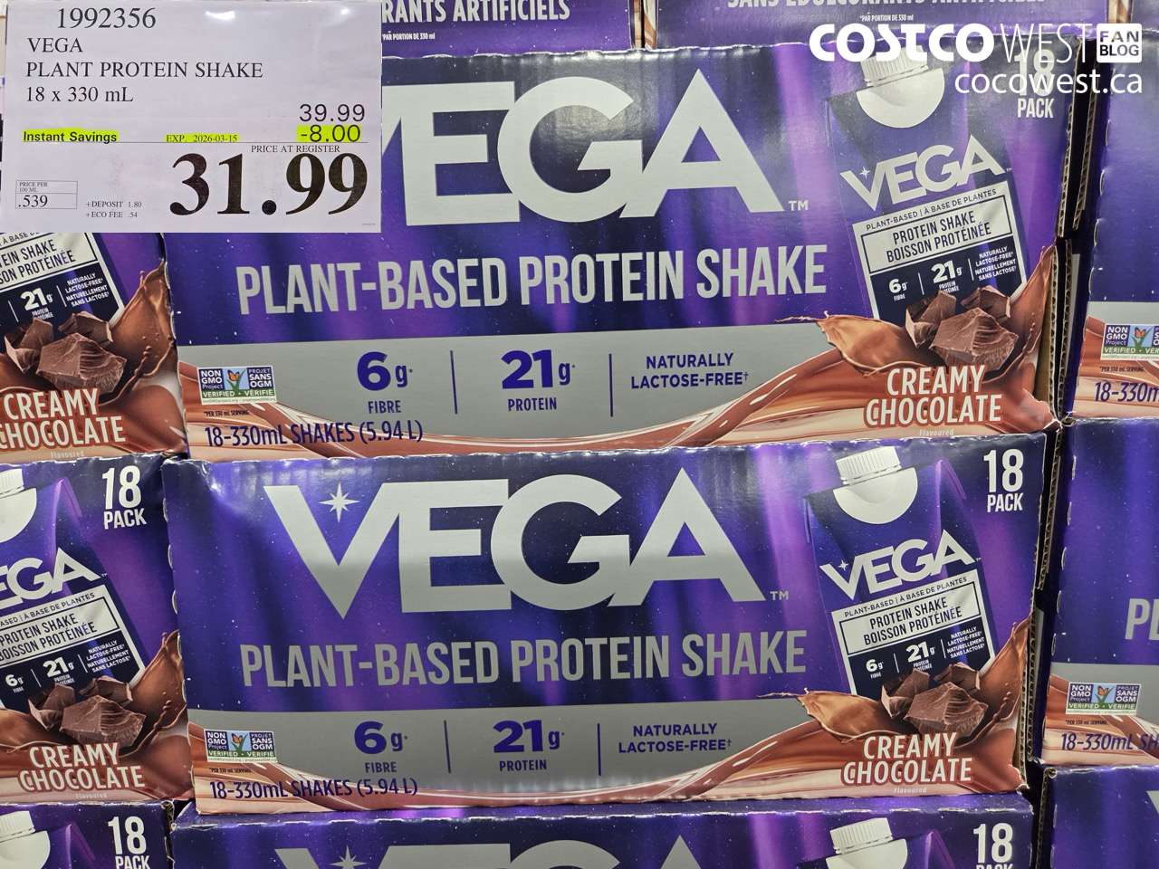 VEGA PLANT PROTEIN SHAKE 18 x 330 mL