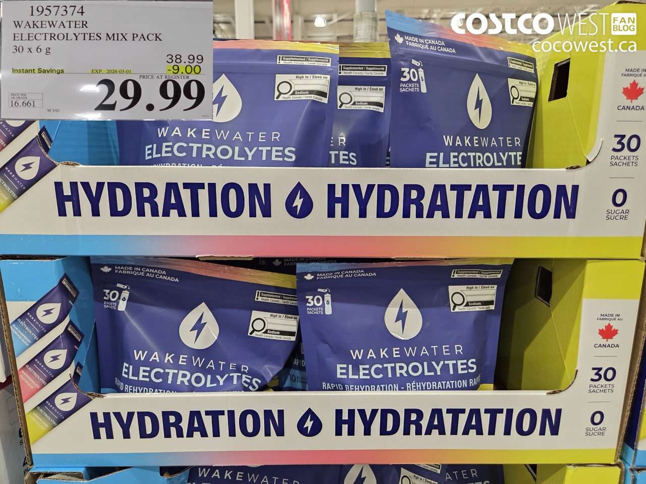 wakewater electrolytes mix pack 30 x 6 g