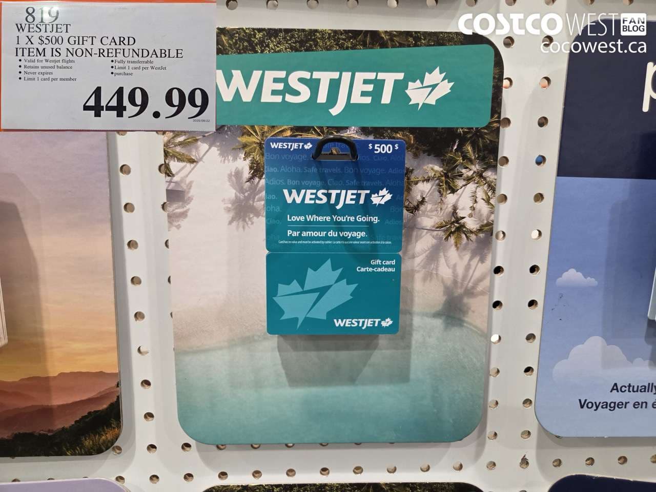 westjet gift card item is nonrefundable