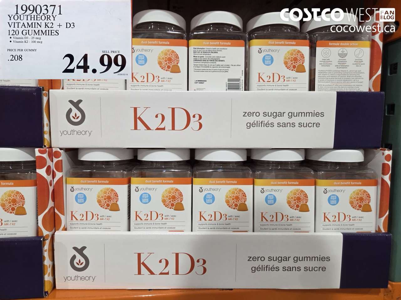 YOUTHEORY VITAMIN K2 + D3 120 GUMMIES