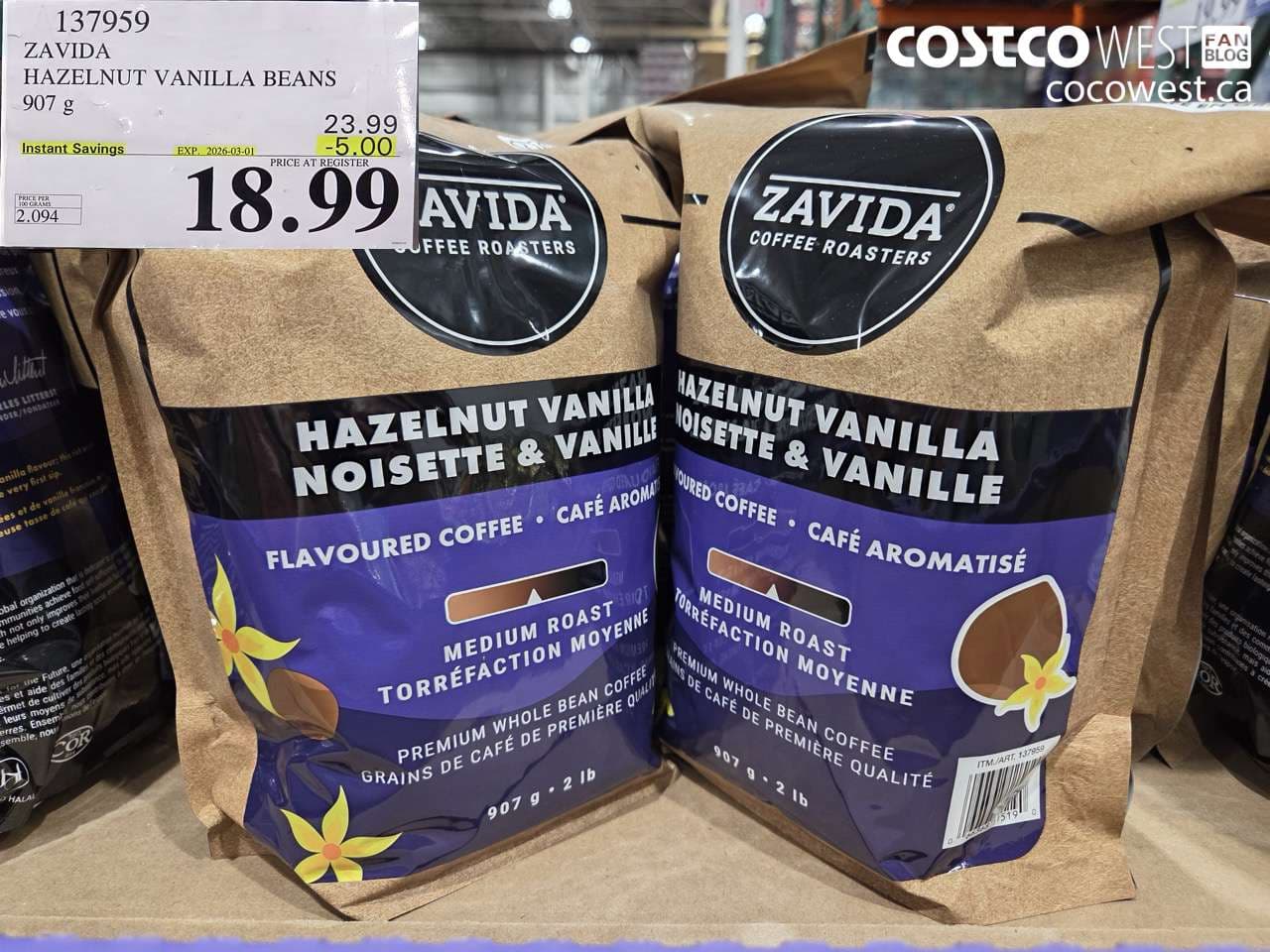 zavida hazelnut vanilla beans 907 g