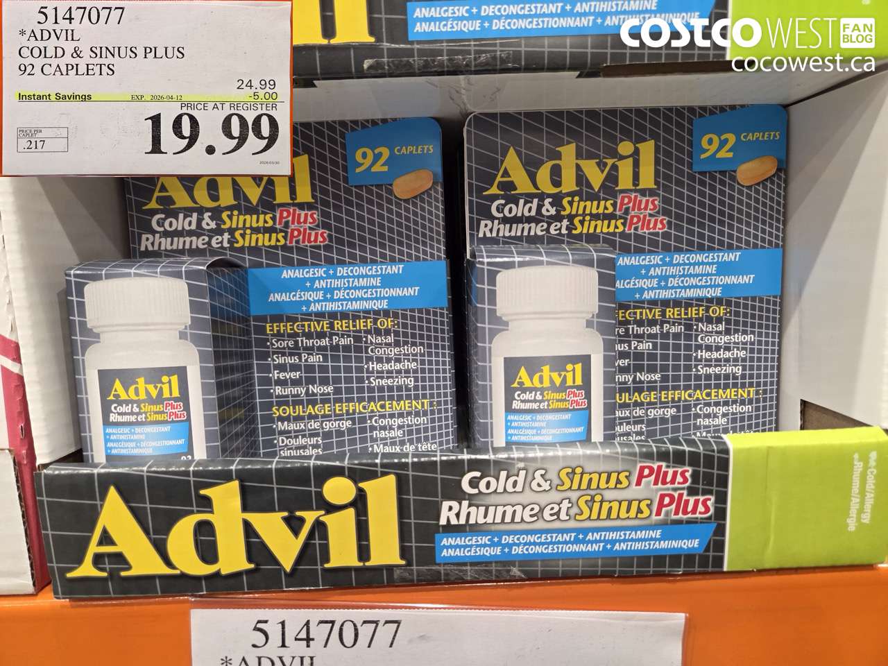 ADVIL COLD & SINUS PLUS 92 CAPLETS