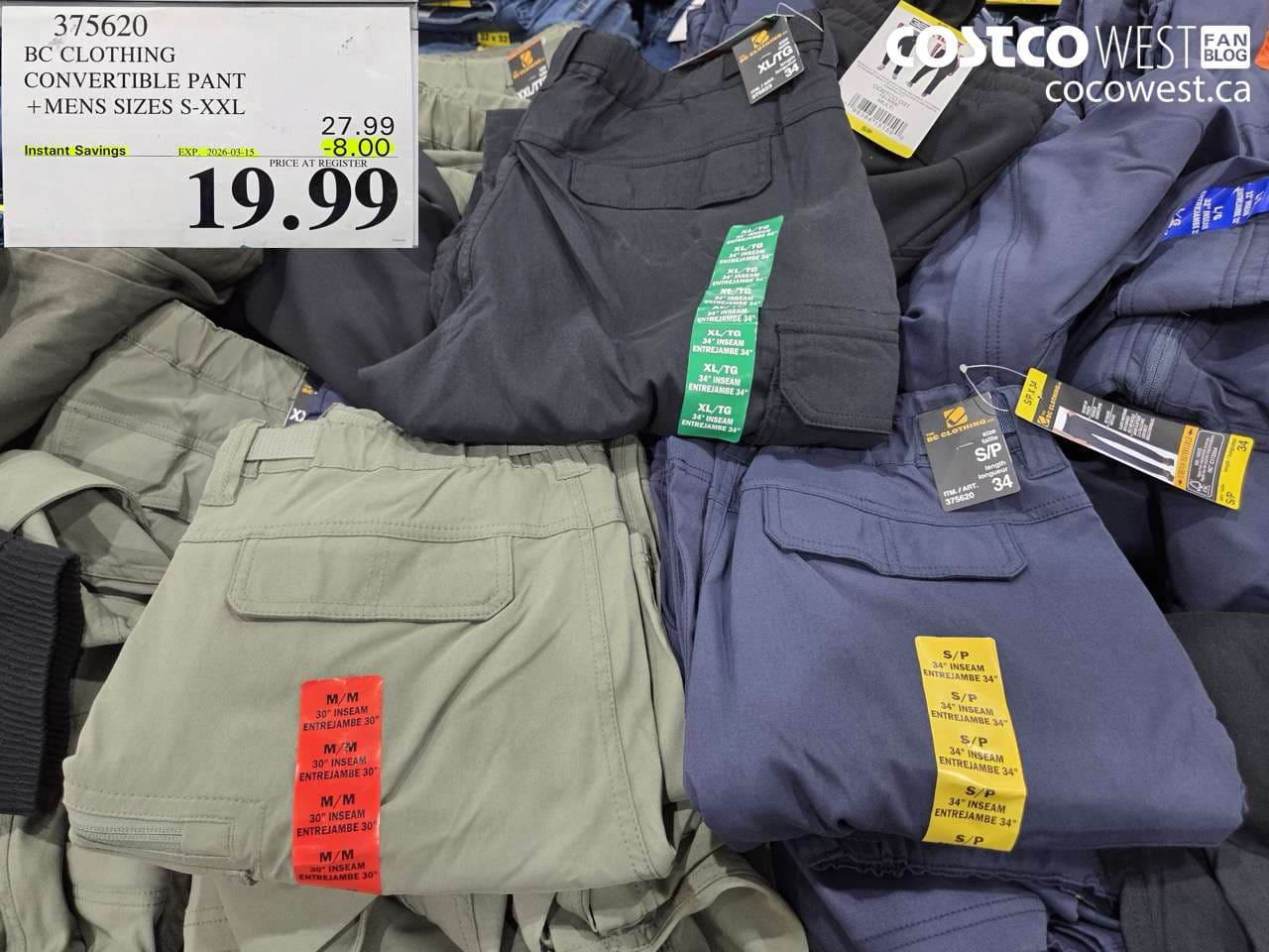 bc clothing convertible pant mens sizes sxxl