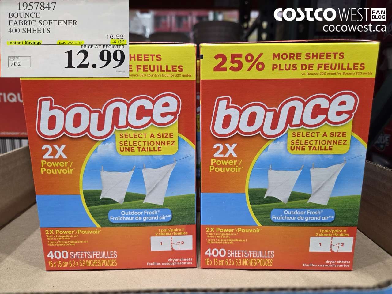 bounce fabric softener 400 sheets
