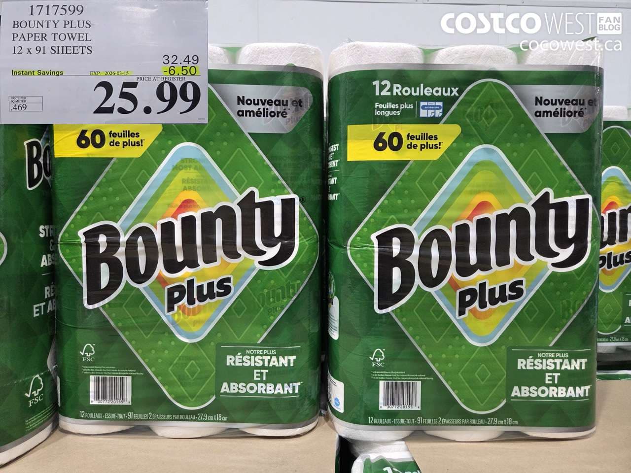 bounty plus paper towel 12 x 91 sheets