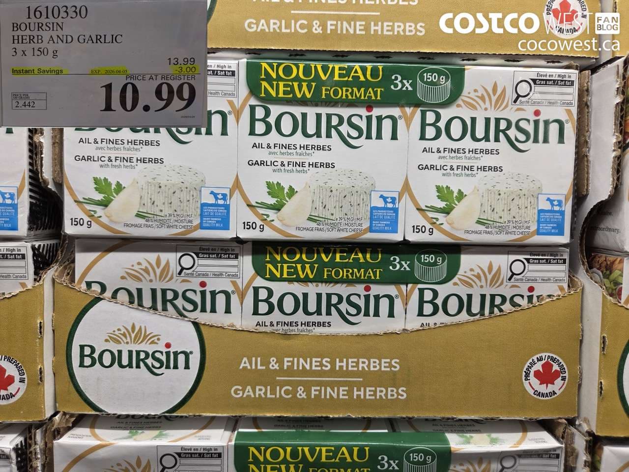 boursin herb and garlic 3 x 150 g