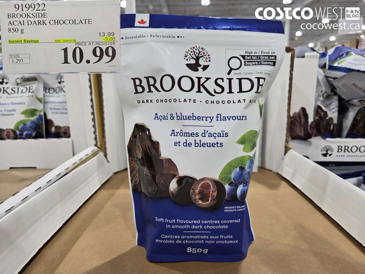 brookside acai dark chocolate 850 g