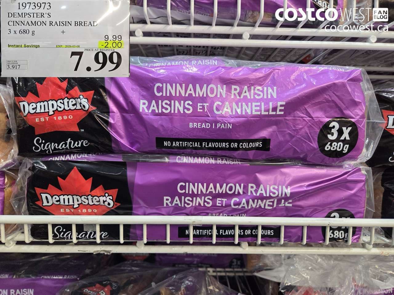 DEMPSTER’S CINNAMON RAISIN BREAD 3 X 680 G