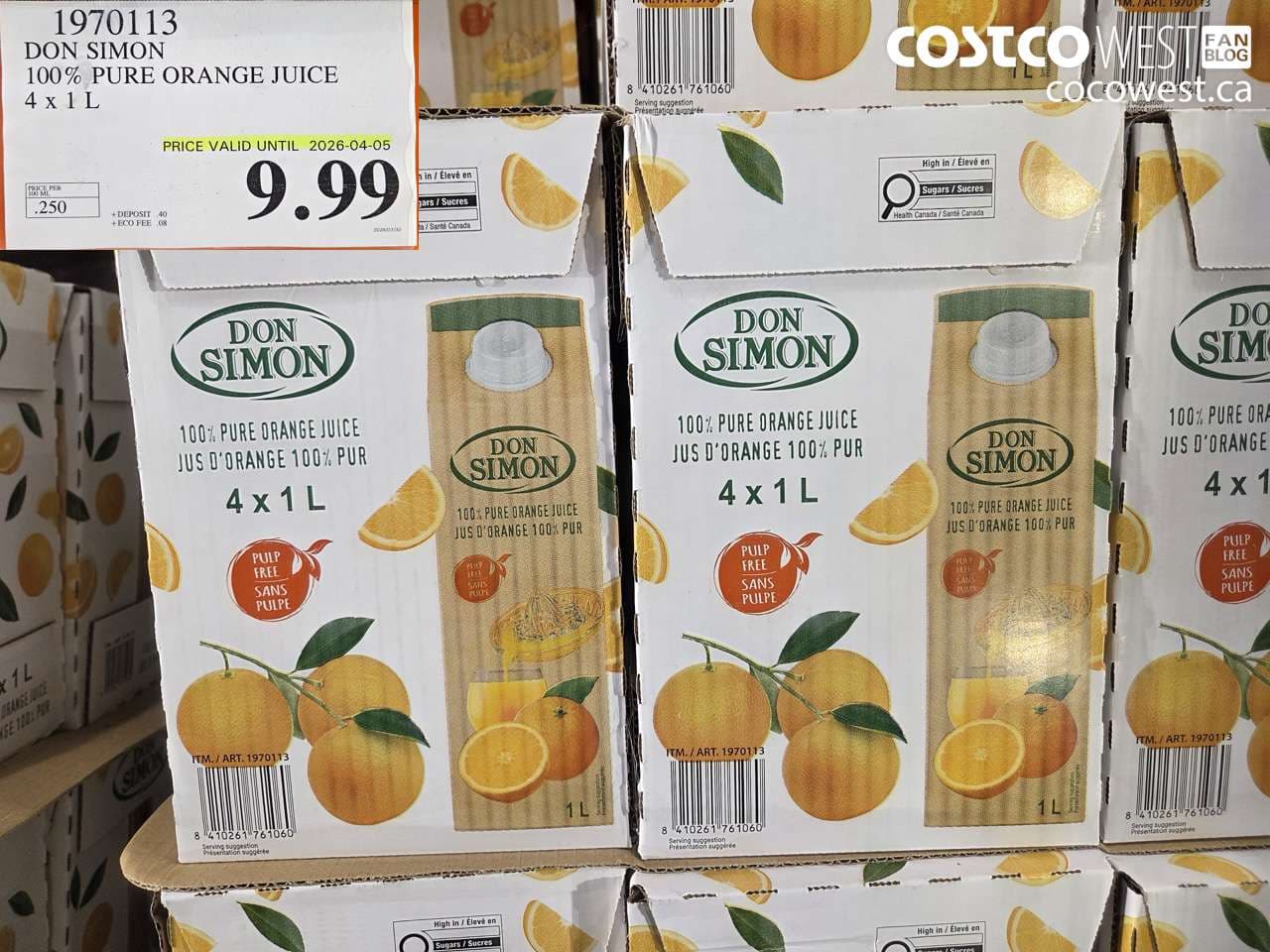 DON SIMON 100% PURE ORANGE JUICE 4 X 1 L (EXPIRES ON 2026-04-05)