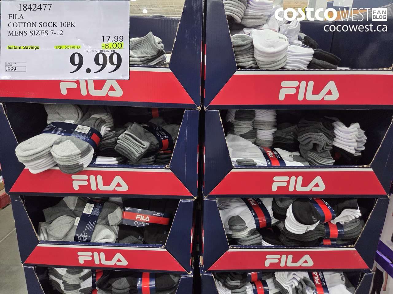 fila cotton sock 10pk mens sizes 712