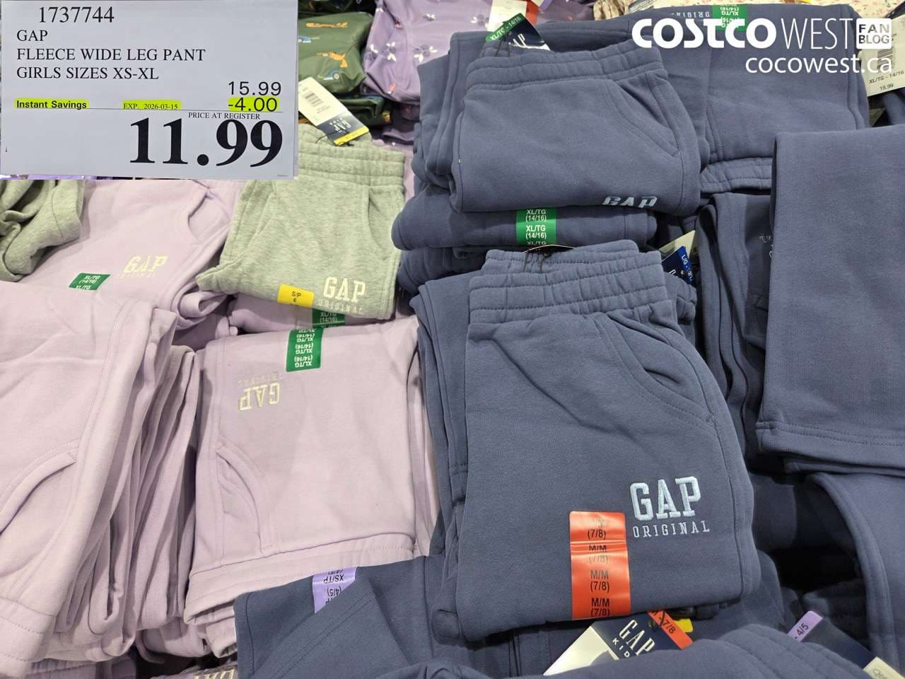 gap fleece wide leg pant girls sizes xsxl