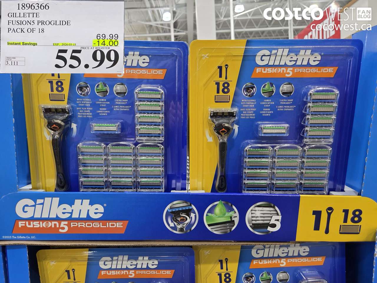 gillette fusions proglide pack of 18