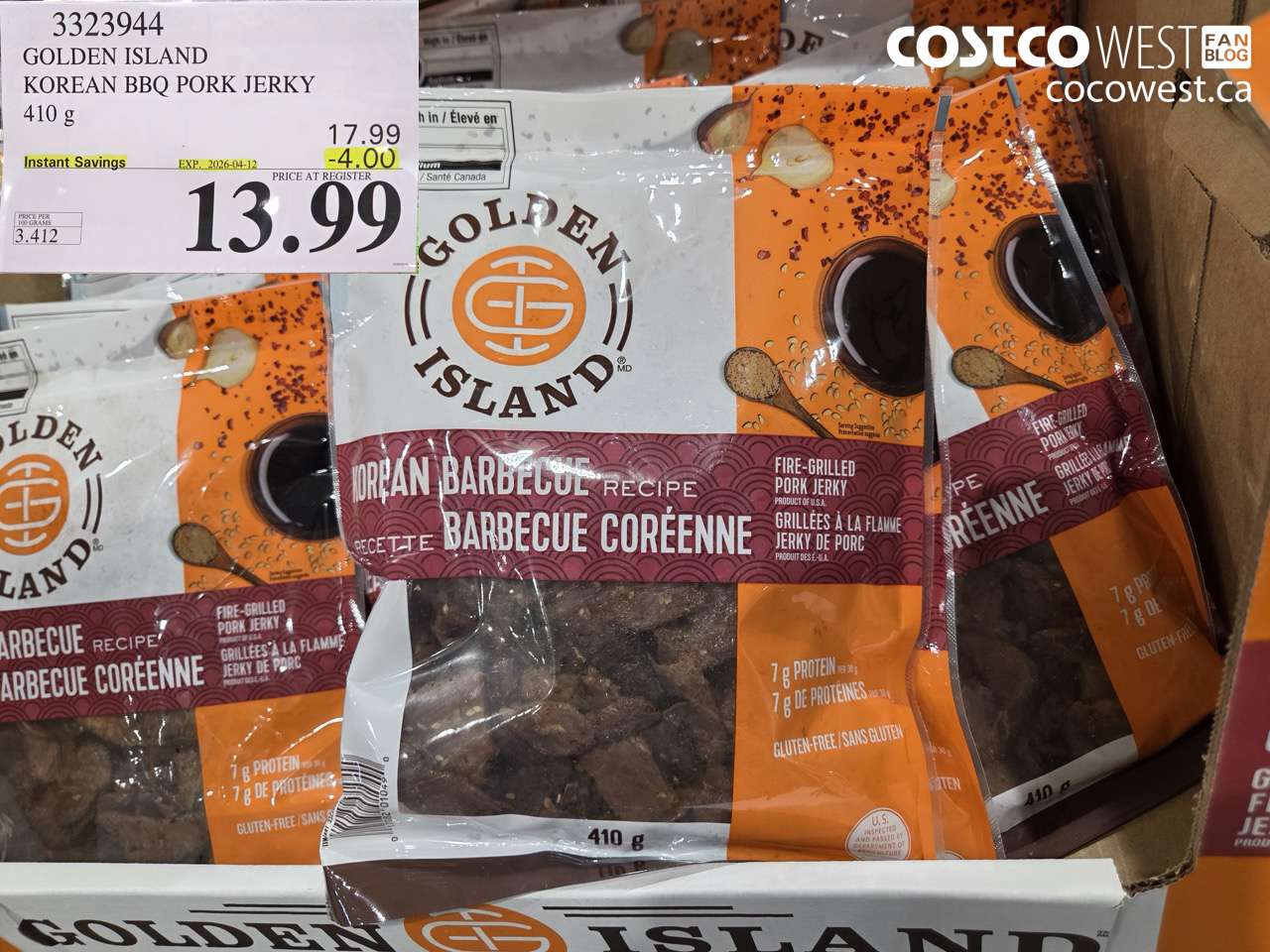 GOLDEN ISLAND KOREAN BBQ PORK JERKY 410G