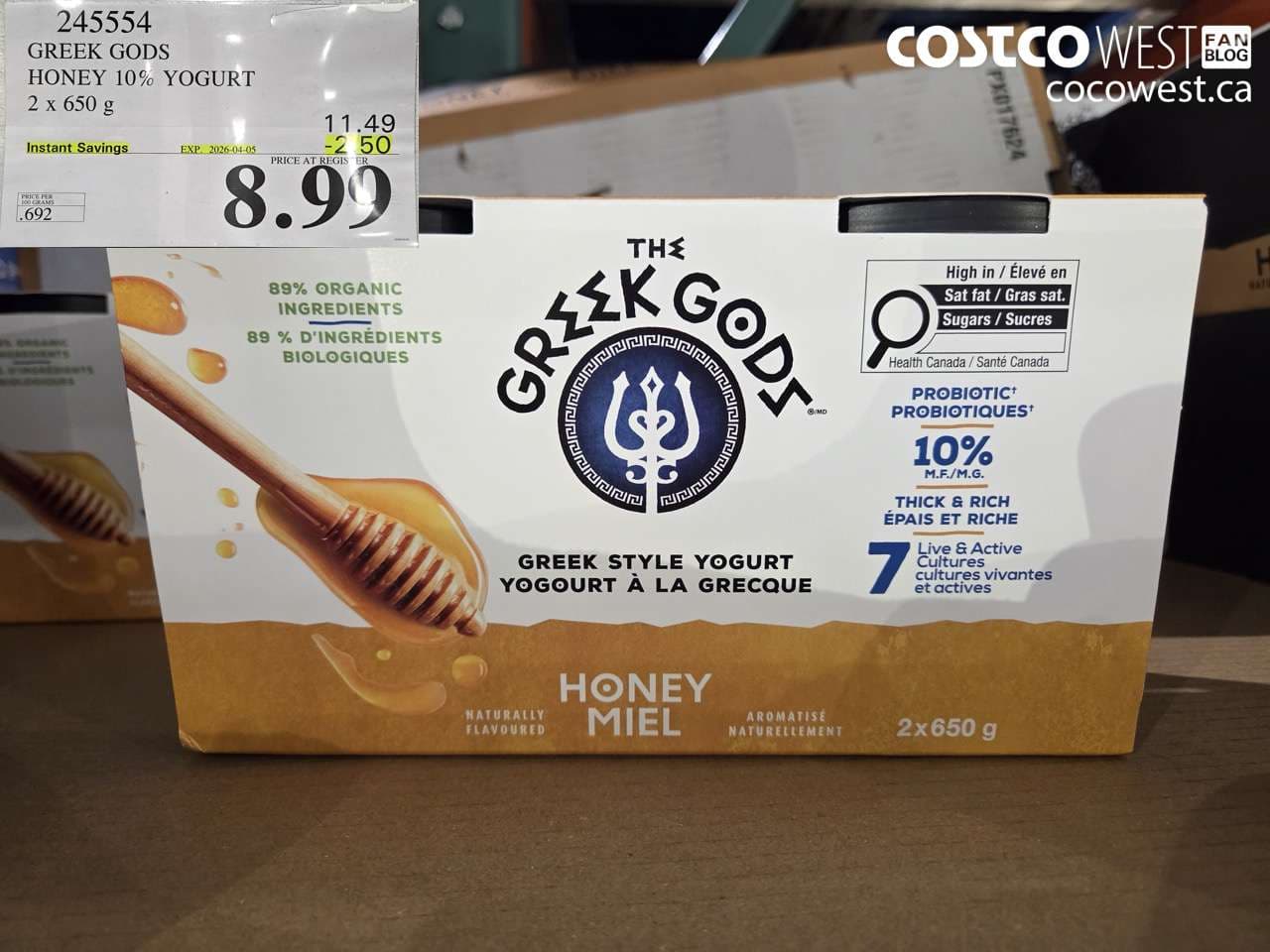 GREEK GODS HONEY 10% YOGURT 2 x 650 g