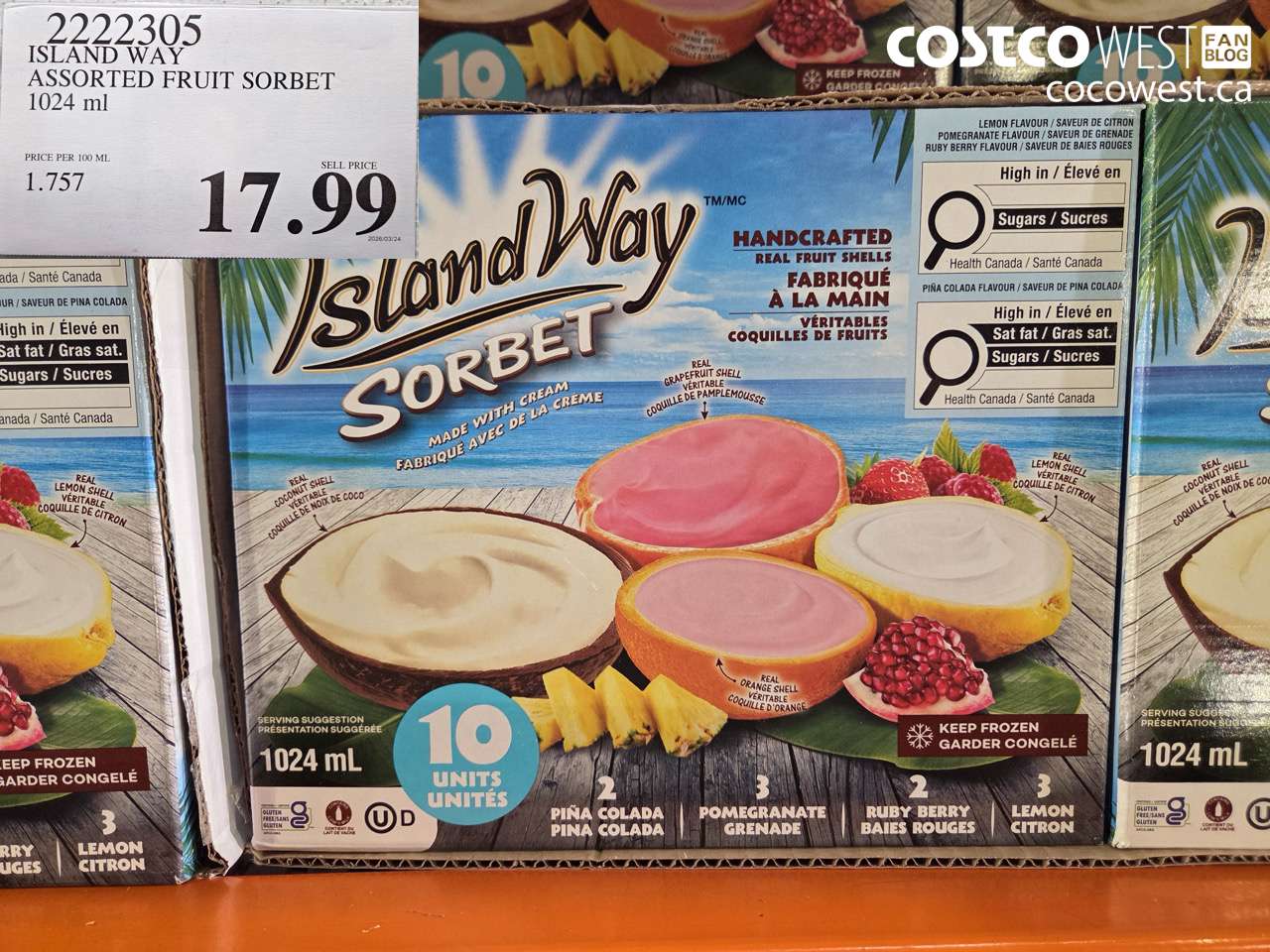 ISLAND WAY ASSORTED FRUIT SORBET 1024 ML