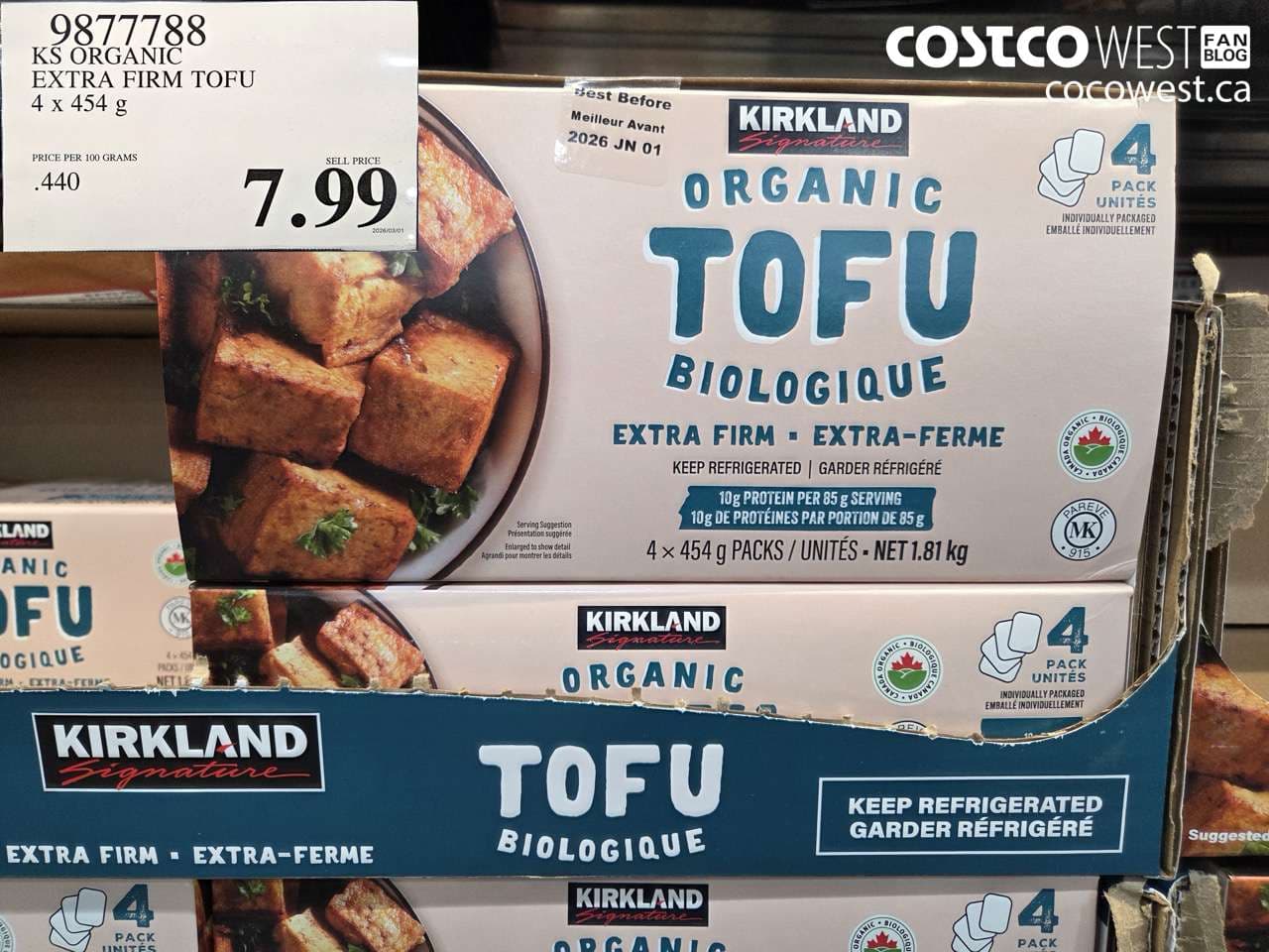 KS ORGANIC EXTRA FIRM TOFU 4 X 454 G