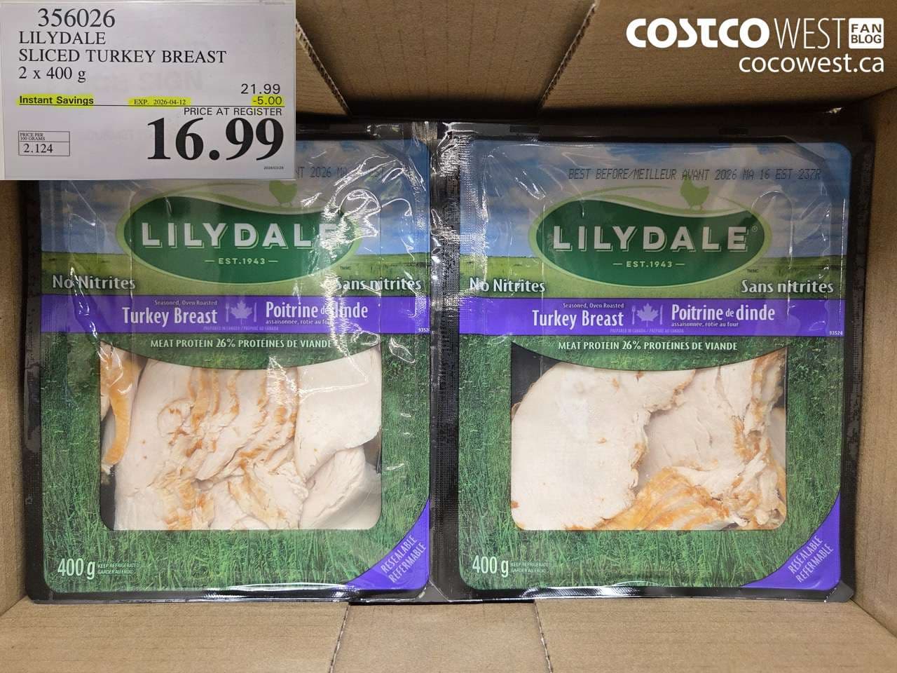 lilydale sliced turkey breast 2 x 400 g