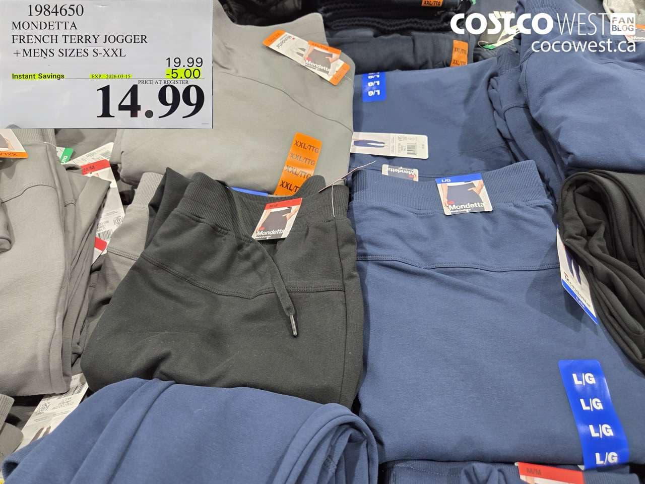 MONDETTA FRENCH TERRY JOGGER MENS SIZES S-XXL