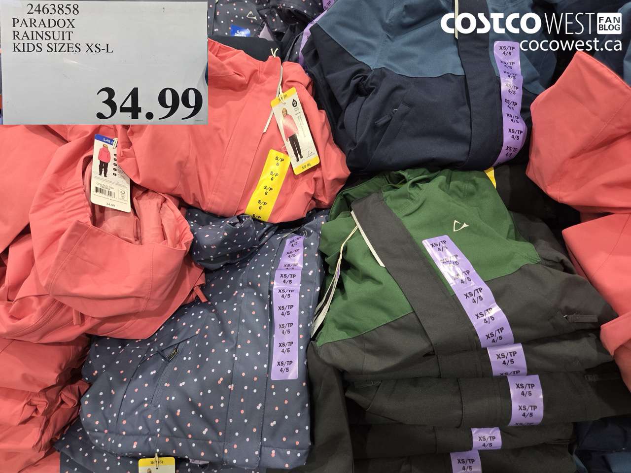 paradox rainsuit kids sizes xsl