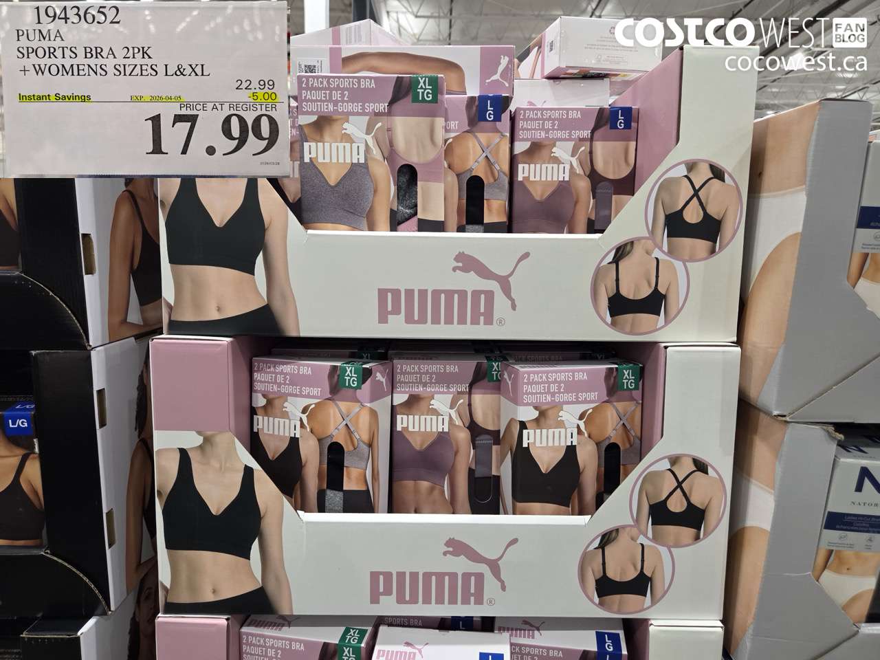 puma sports bra 2pk  womens sizes lxl