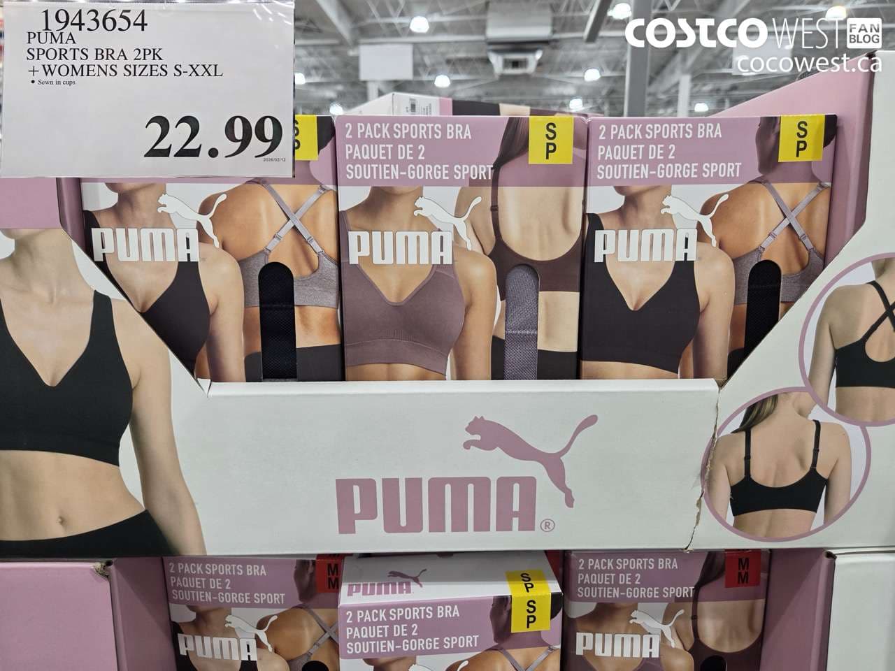 PUMA SPORTS BRA 2PK + WOMENS SIZES S-XXL
