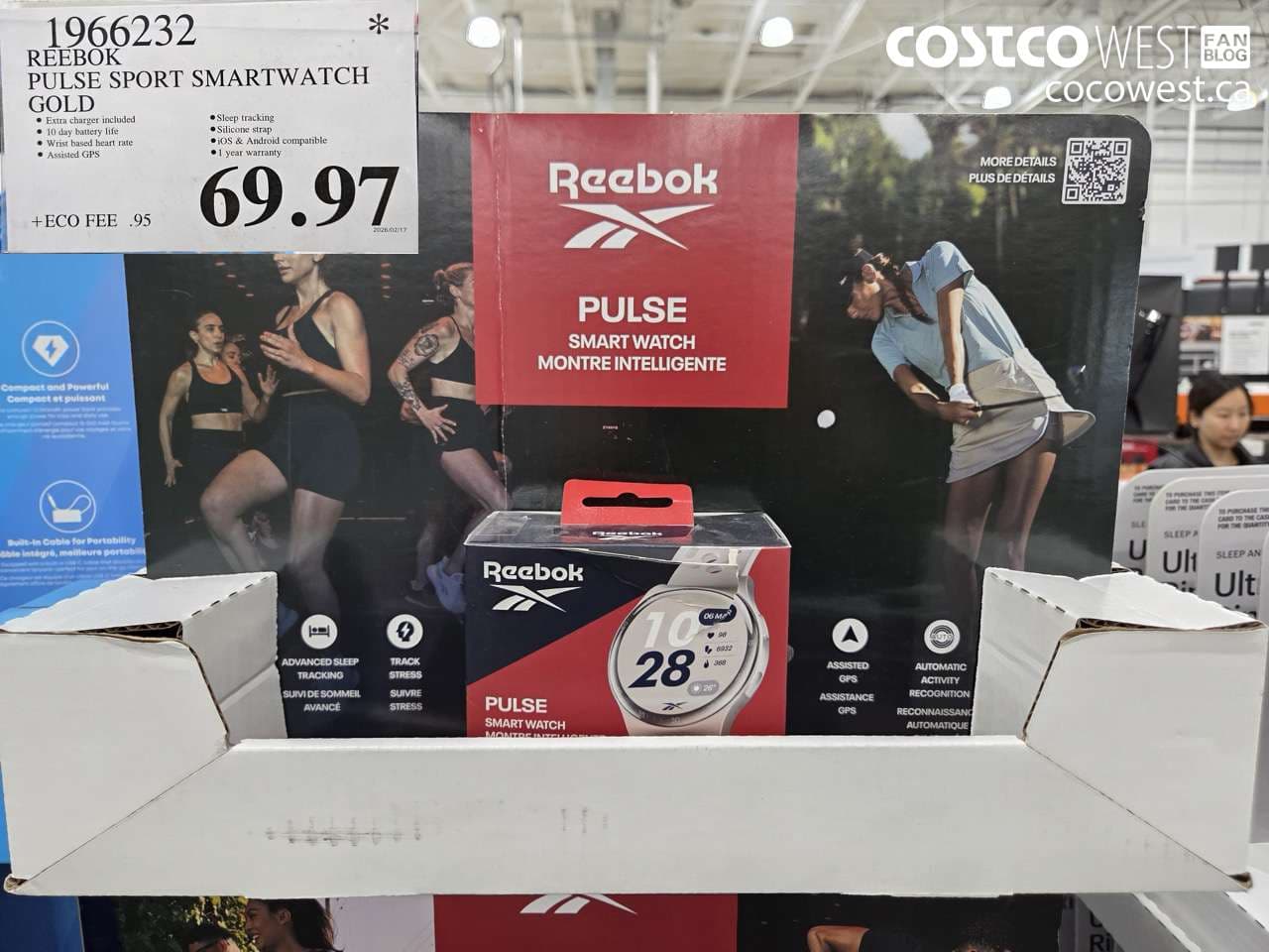 reebok pulse sport smartwatch gold