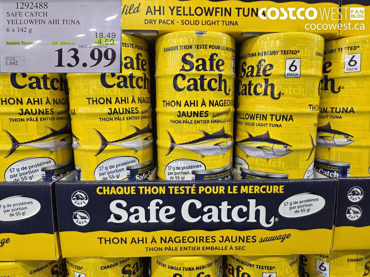 SAFE CATCH YELLOWFIN AHI TUNA 6 X 142G