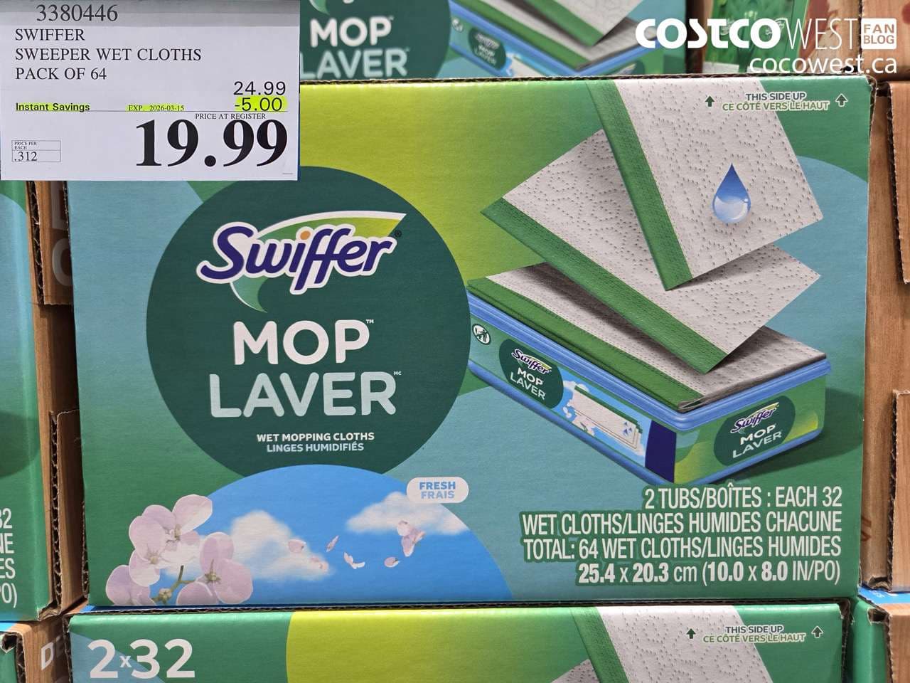 SWIFFER SWEEPER WET CLOTHS PACK OF 64