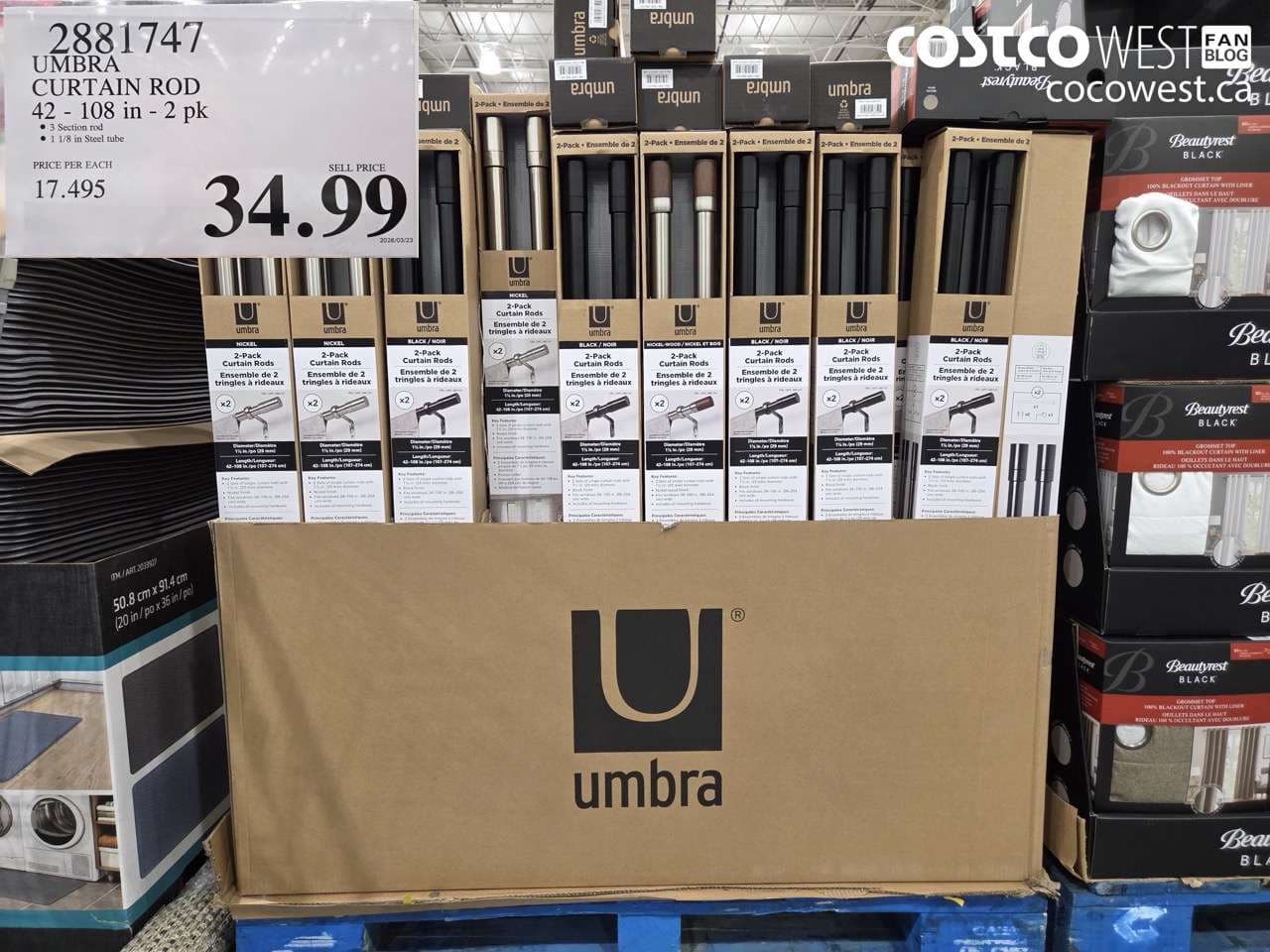 UMBRA CURTAIN ROD 42 - 108 IN - 2 PK