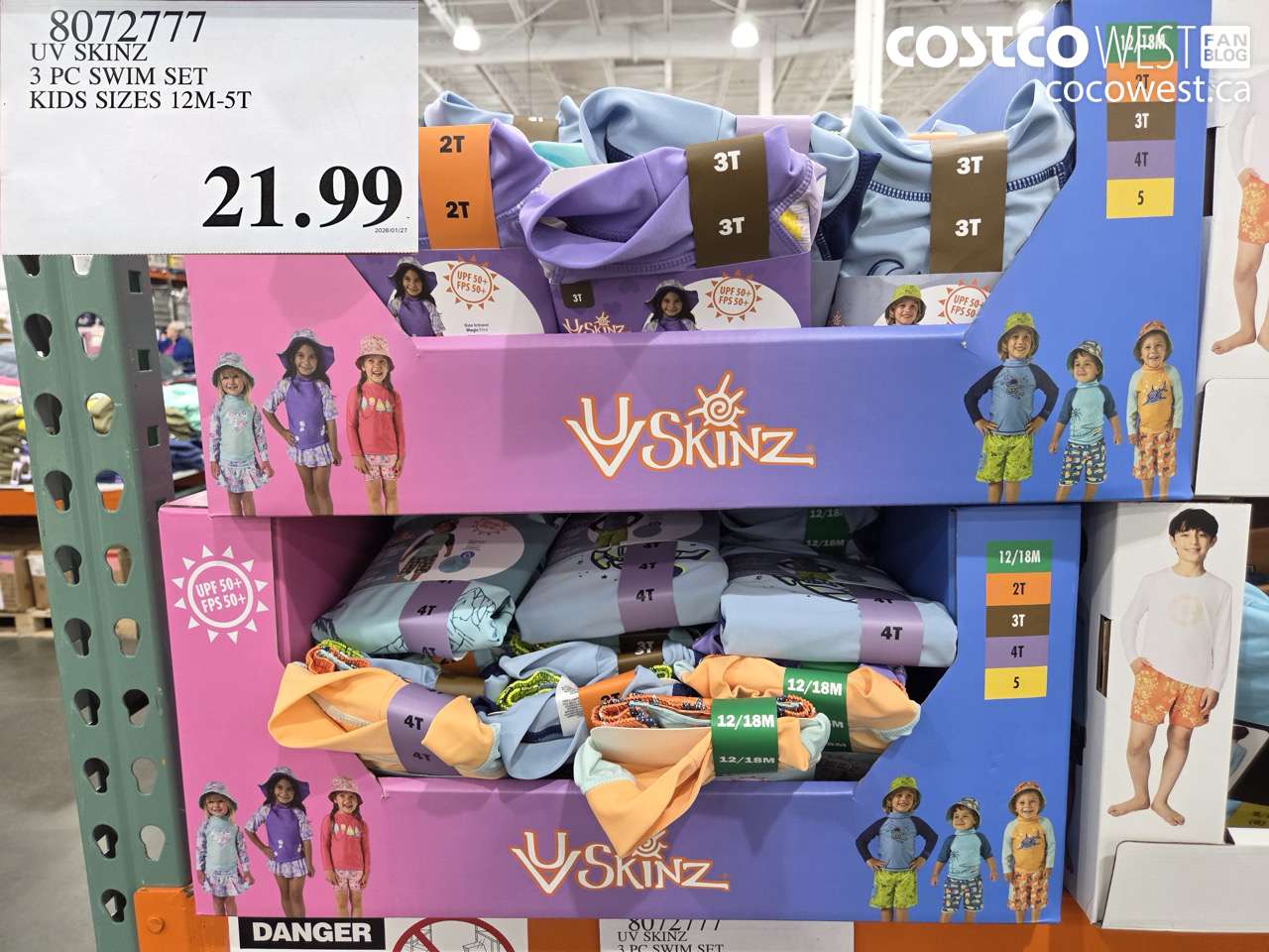 UV SKINZ 3 PC SWIM SET KIDS SIZES 12M-5T