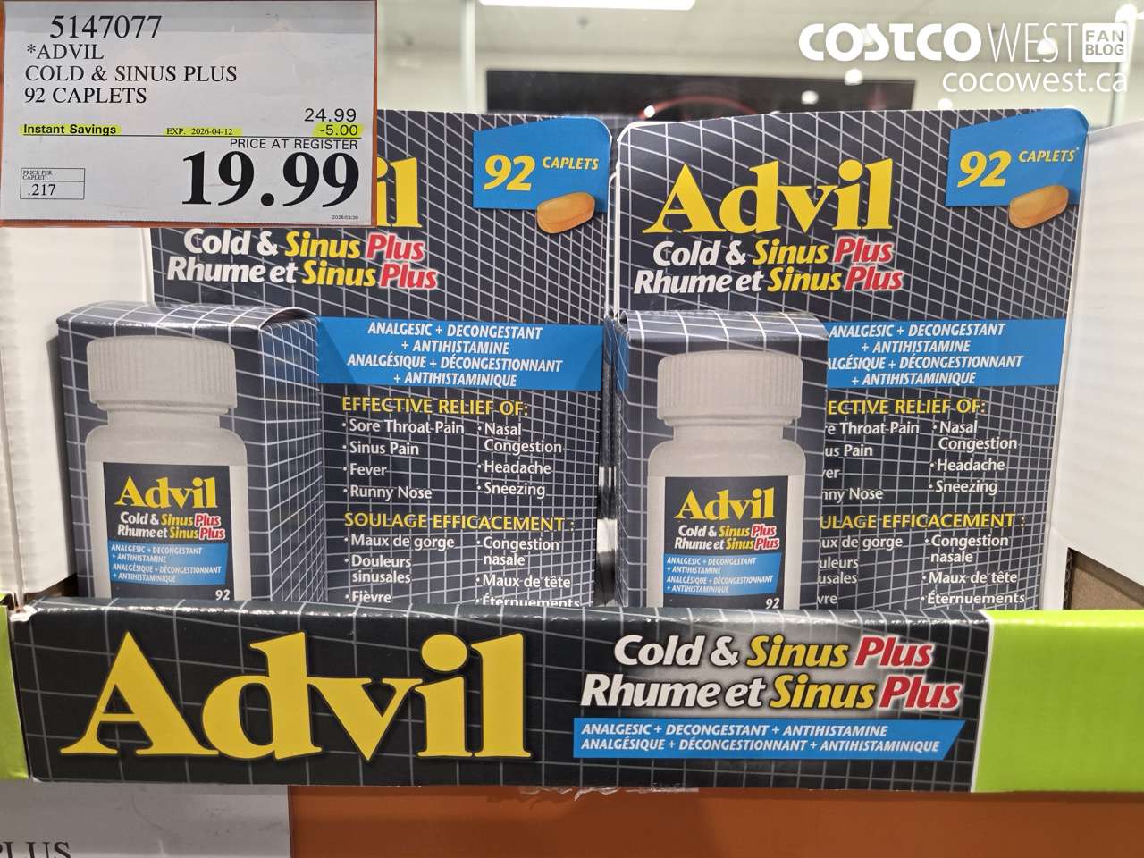advil cold  sinus plus 92 caplets