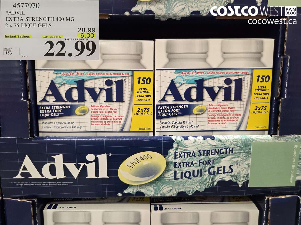 advil extra strength 400 mg 2 x 75 liquigels