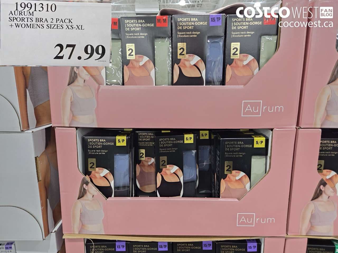 aurum sports bra 2 pack  womens sizes xsxl