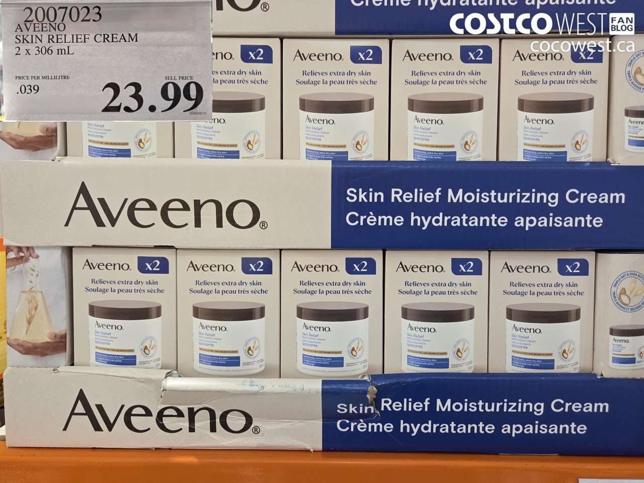 aveeno skin relief cream 2 x 306 ml