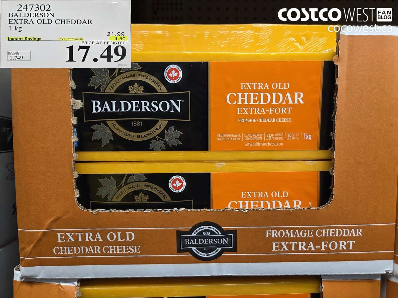 balderson extra old cheddar 1 kg