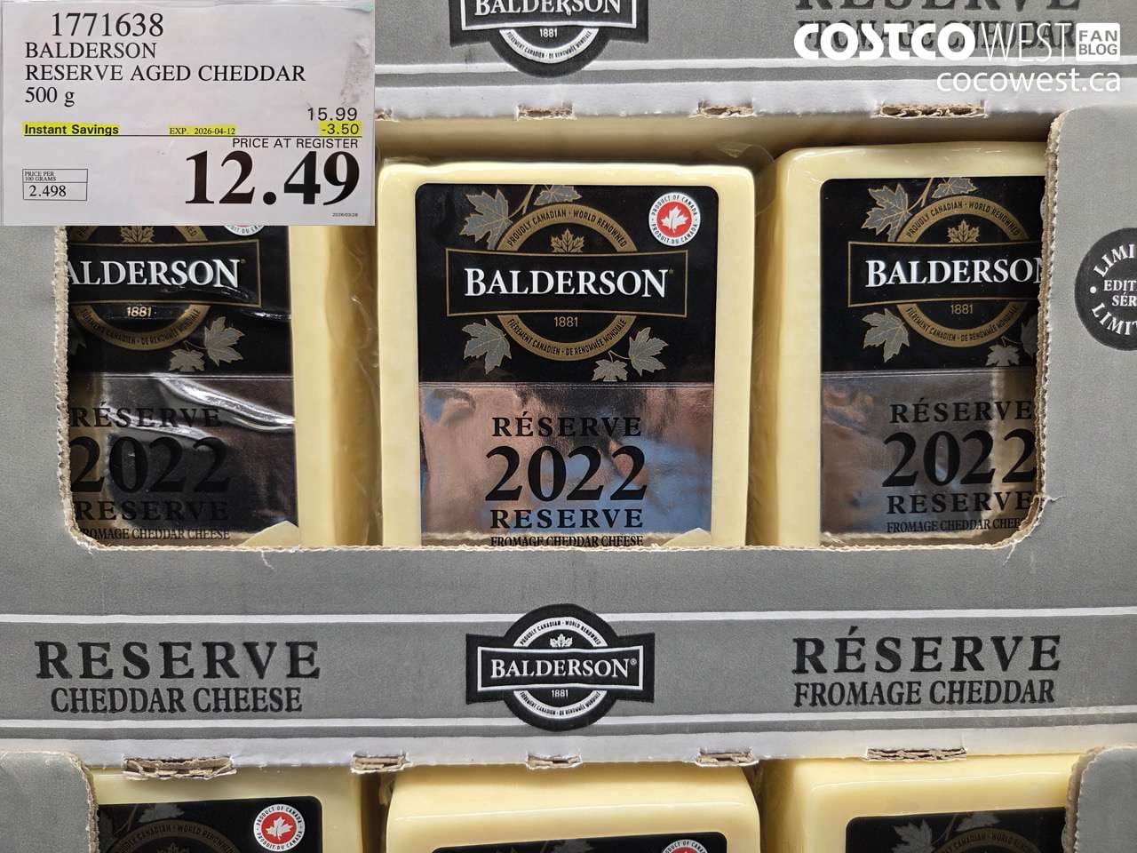 balderson reserve aged cheddar 500 g