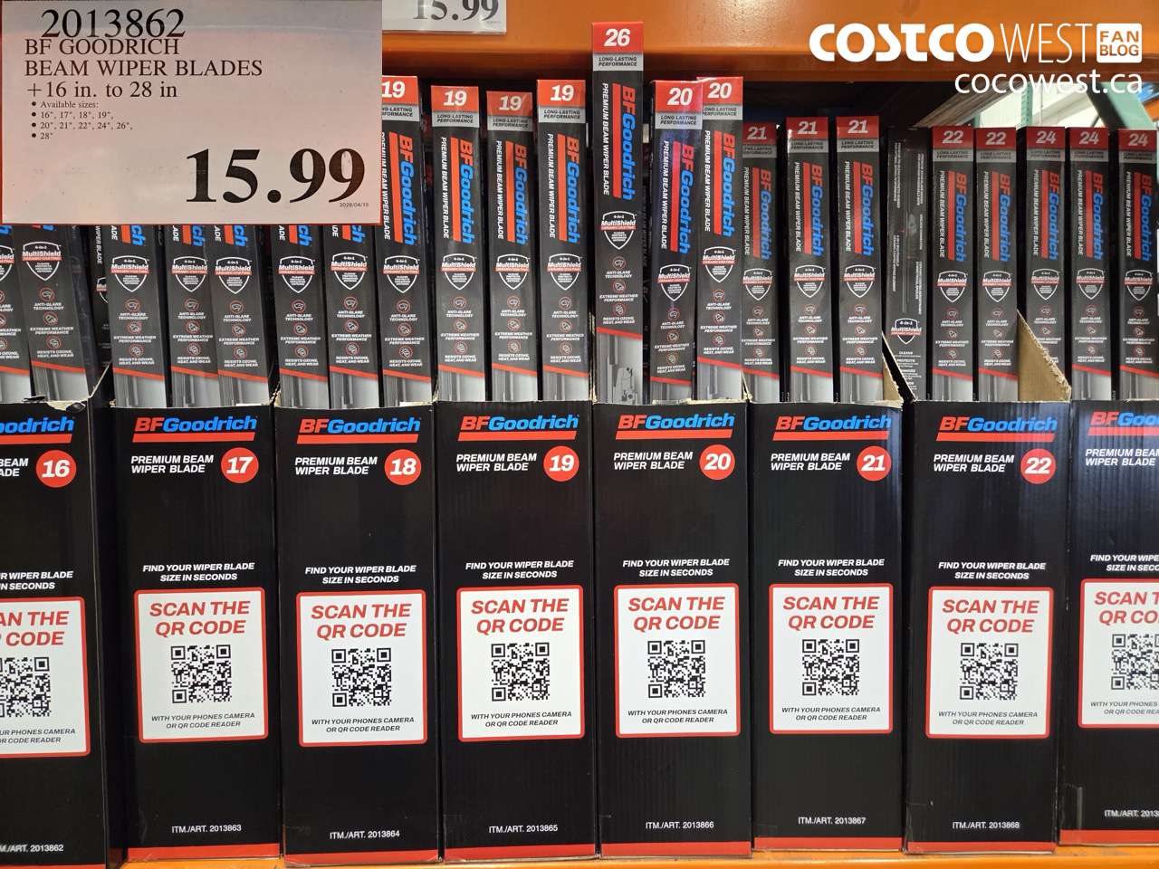 BF GOODRICH BEAM WIPER BLADES +16 IN. TO 28 IN