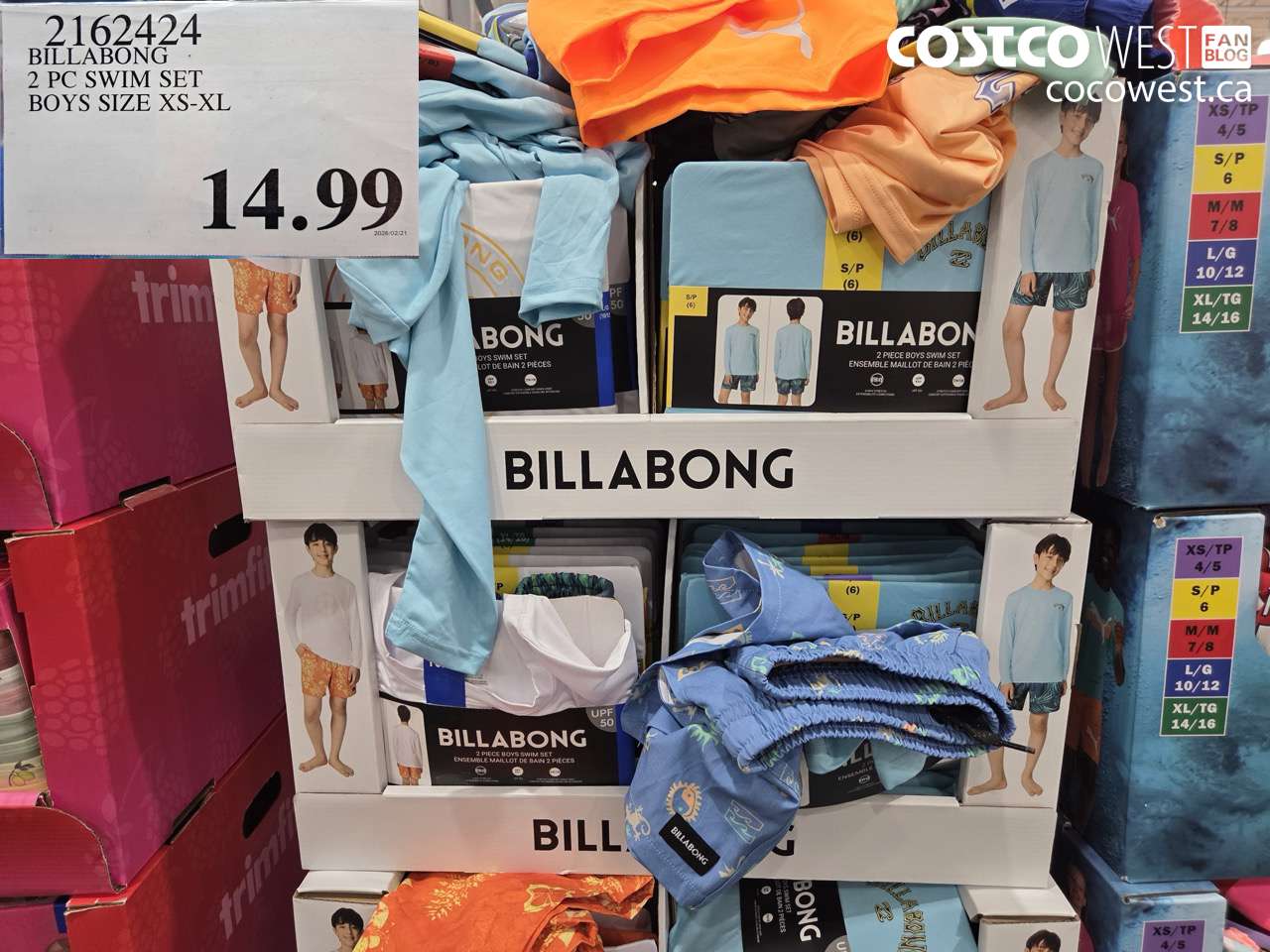 billabong 2 pc swim set boys size xsxl