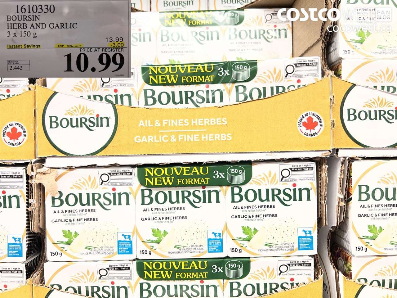 boursin herb and garlic 3 x 150 g