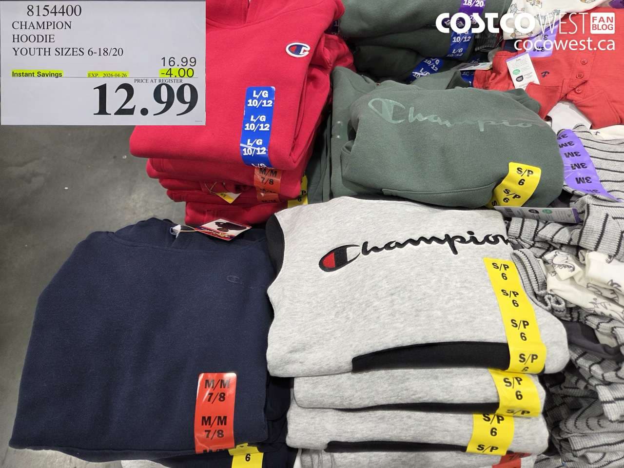 CHAMPION HOODIE YOUTH SIZES 6-18/20