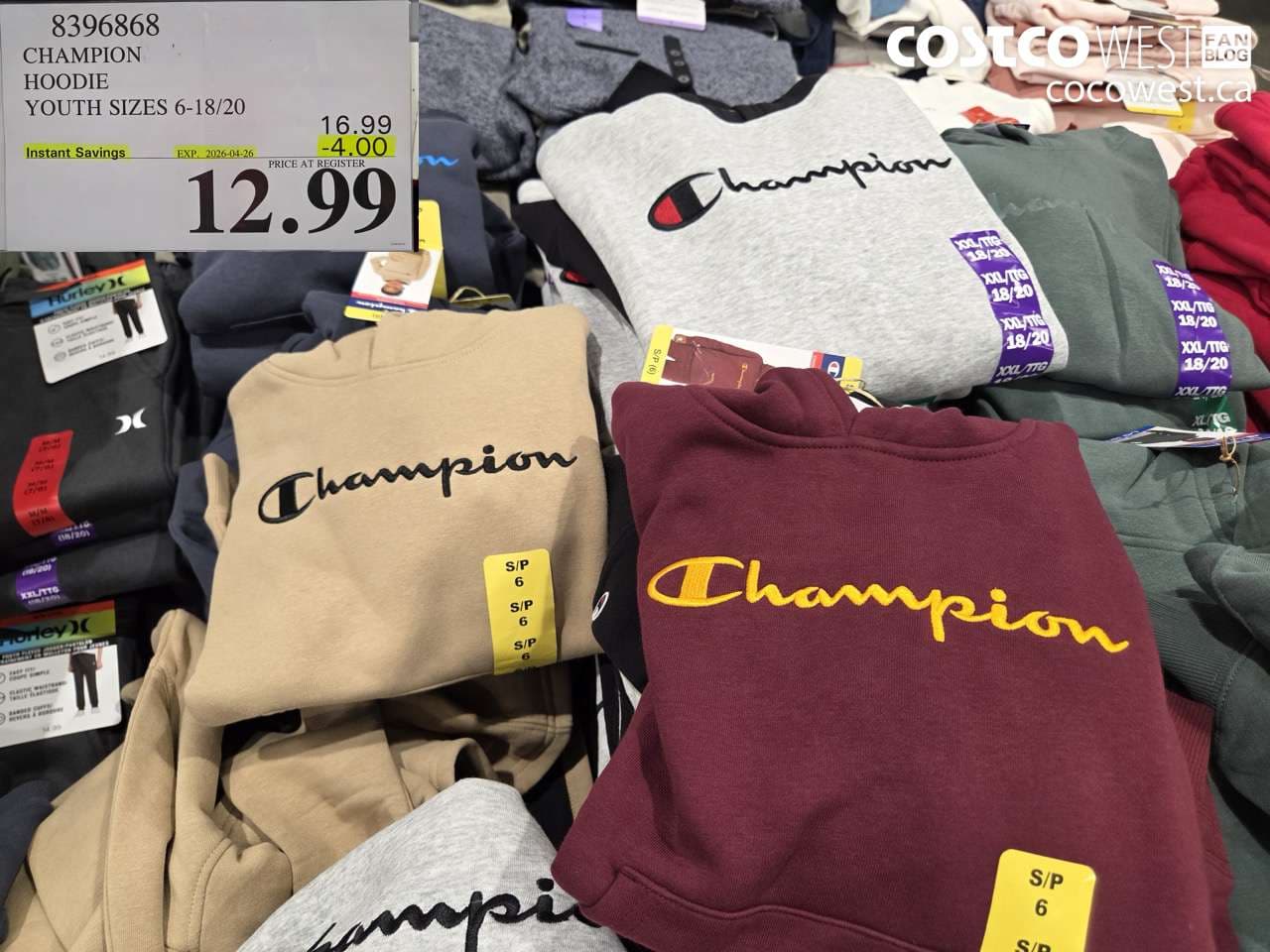champion hoodie youth sizes 61820