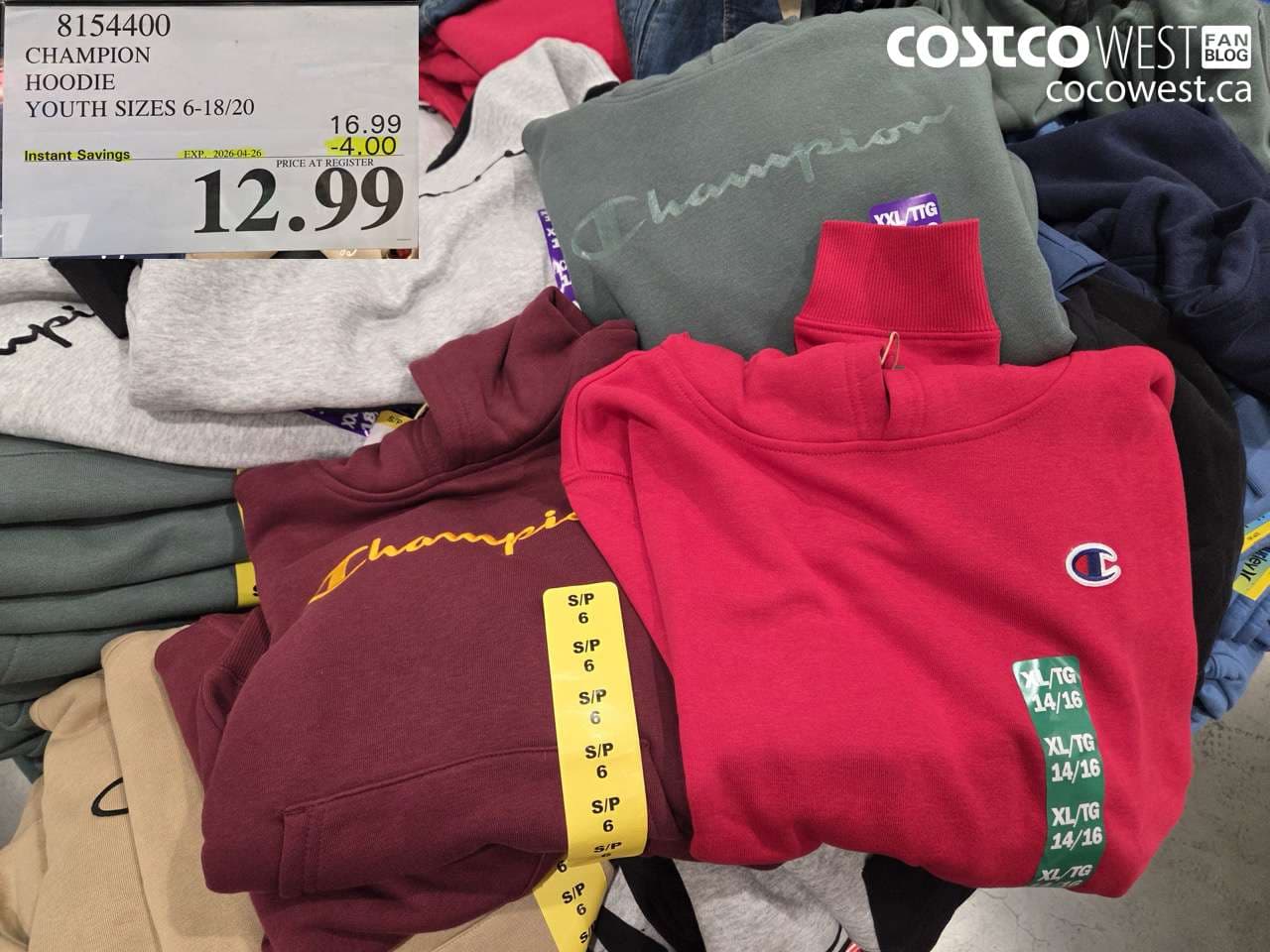 champion hoodie youth sizes 61820